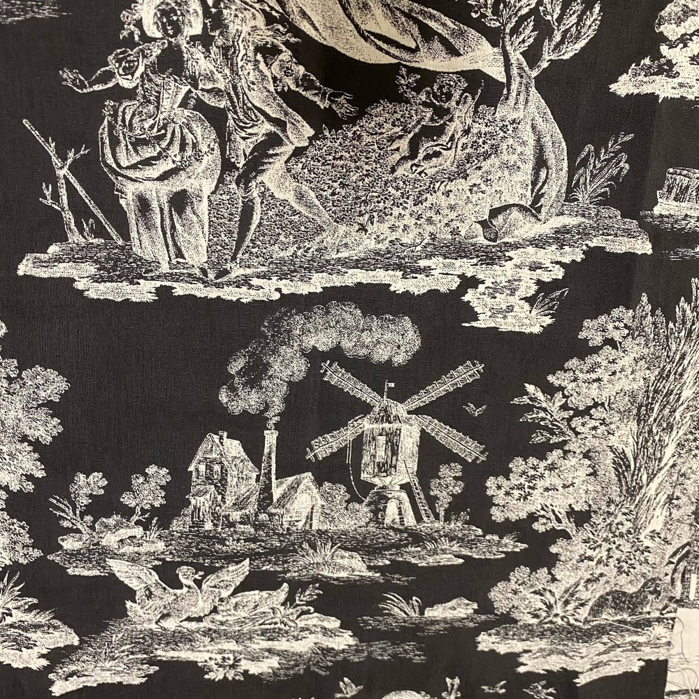 Vintage Fabric Waverly Rustic Life Toile County Scen French 2 Yd x57" Upholstery - Picture 10 of 13